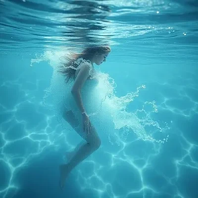 Image ultra réaliste fille avec de l'eau dans le dos